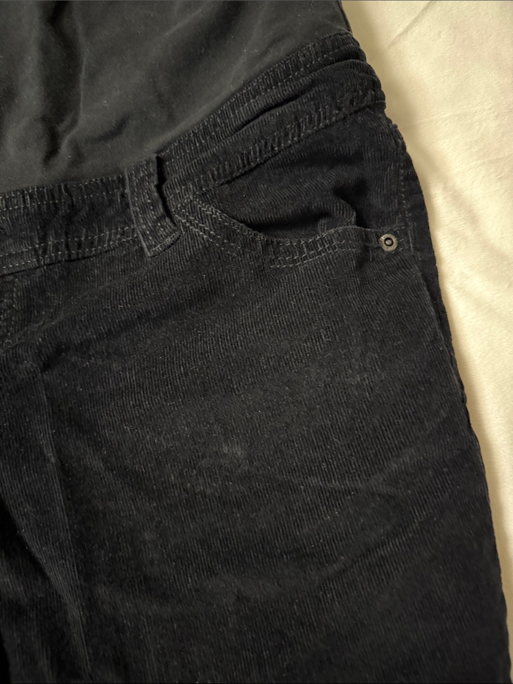 Thyme Maternity Black Corduroy Pull-On Maternity Pants - Picture 10 of 12